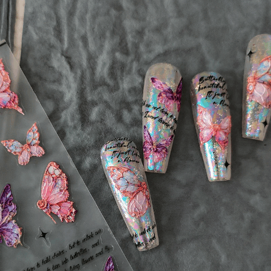 Pink Butterfly Nail Decals