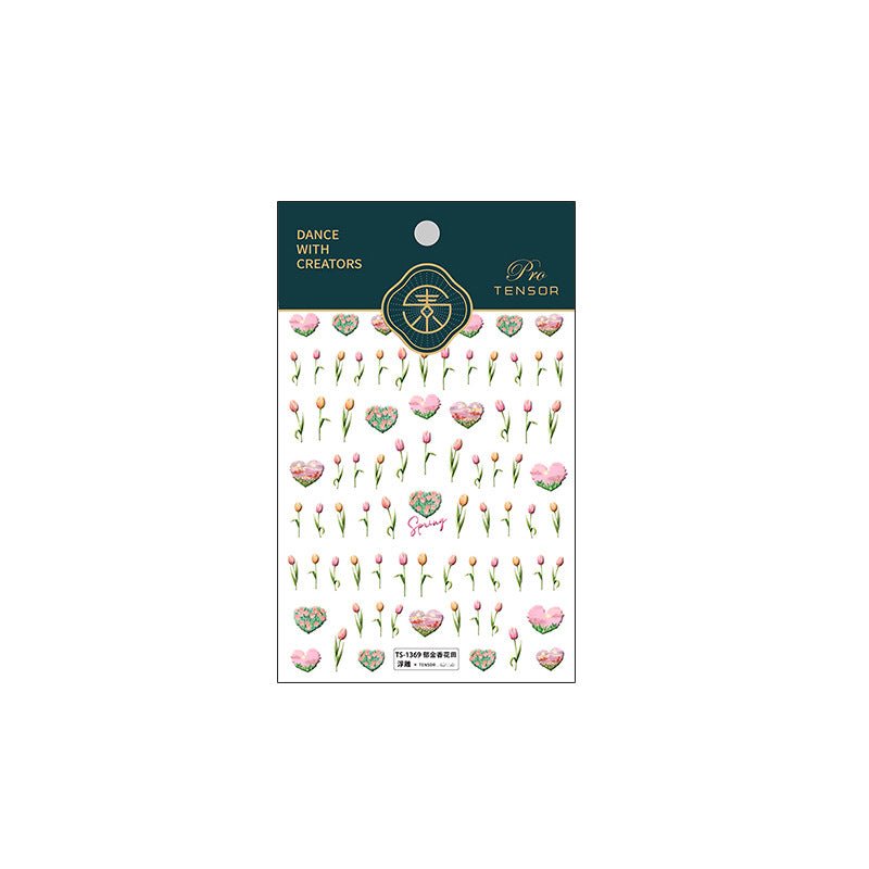 5D Tulip Nail Decal, Flowers Field Nail Decals, DIY Nails, Embossed Nail Stickers (113) - TensorNailArt