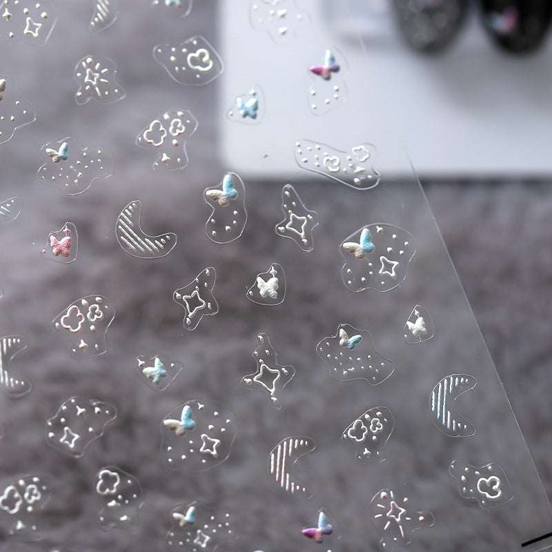 5D Star And Moon Nail Stickers, Self - Adhesive Nail Stickers (142) - TensorNailArt