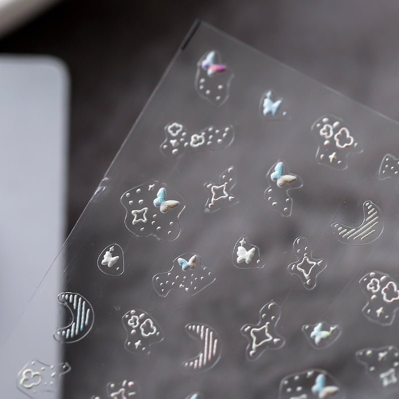 5D Star And Moon Nail Stickers, Self - Adhesive Nail Stickers (142) - TensorNailArt
