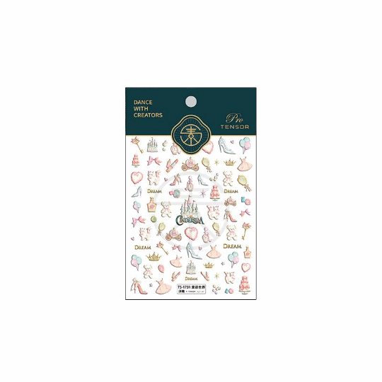 5D Fairy Tale World Nail Decal, Castle Nail Decals, Spring Embossed Nail Stickers (164) - TensorNailArt