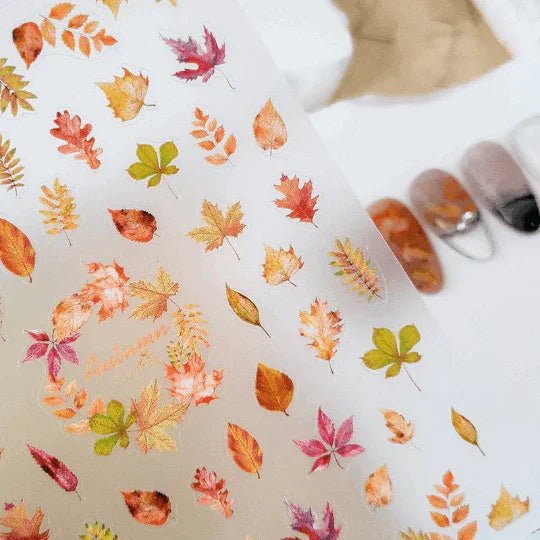 Maple Leaf Nail Stickers, Leaves Nail Decals, Nail Stickers, Nail Decal Art, DIY Nail (186) - TensorNailArt