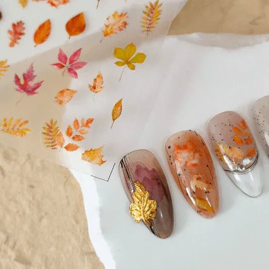 Maple Leaf Nail Stickers, Leaves Nail Decals, Nail Stickers, Nail Decal Art, DIY Nail (186) - TensorNailArt