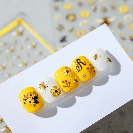 Bee and Flower Nail Decals
