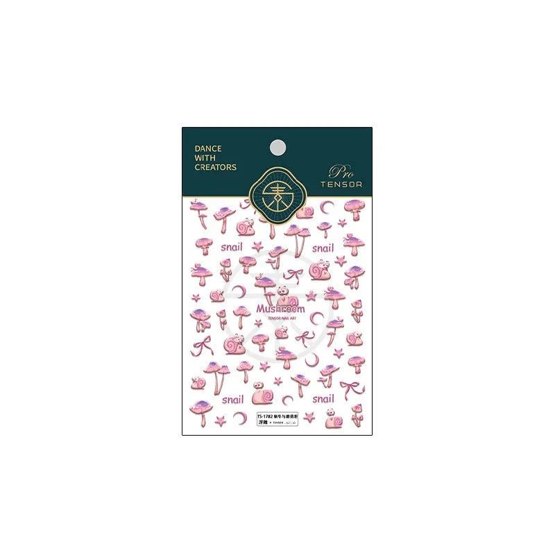 5D Snail & Mushroom Nail Art Stickers (227) - TensorNailArt