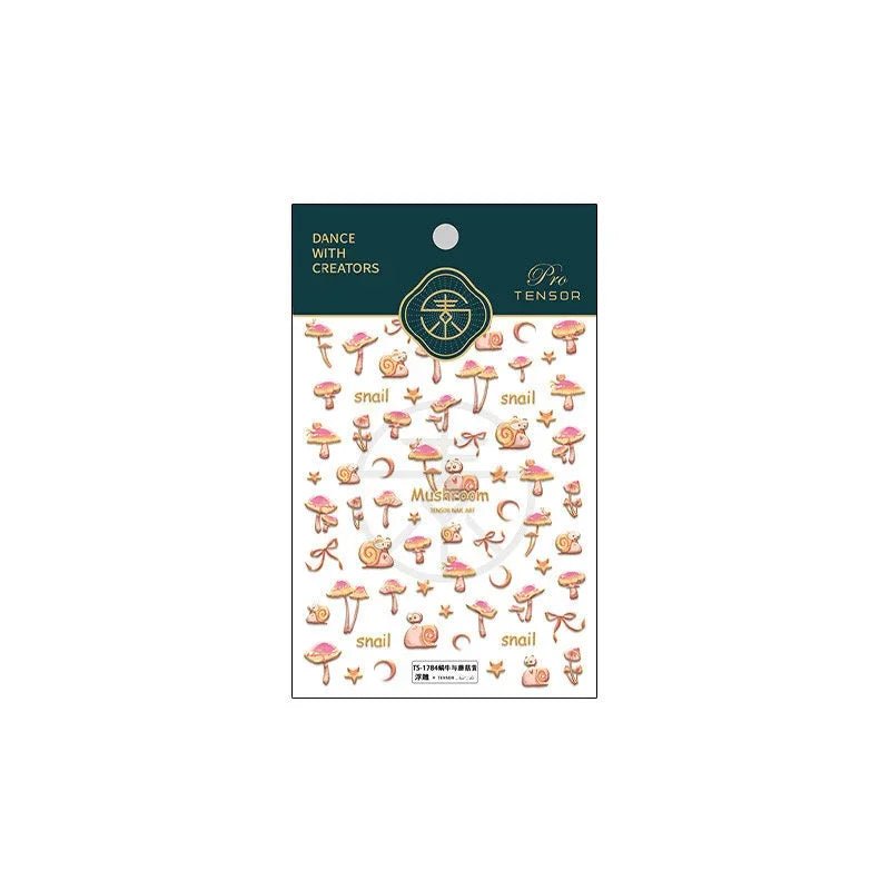 5D Snail & Mushroom Nail Art Stickers (227) - TensorNailArt