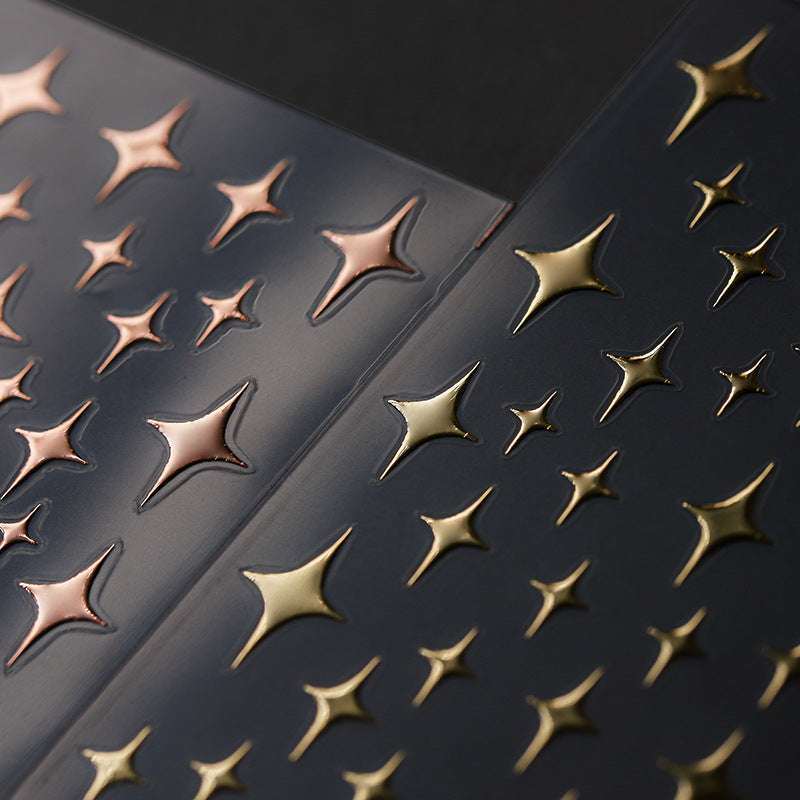 Gold & Silver Star Nails Art Stickers, Rose Gold Nail Stickers (234) - TensorNailArt