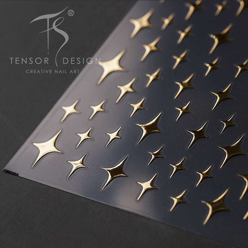 Gold & Silver Star Nails Art Stickers, Rose Gold Nail Stickers (234) - TensorNailArt