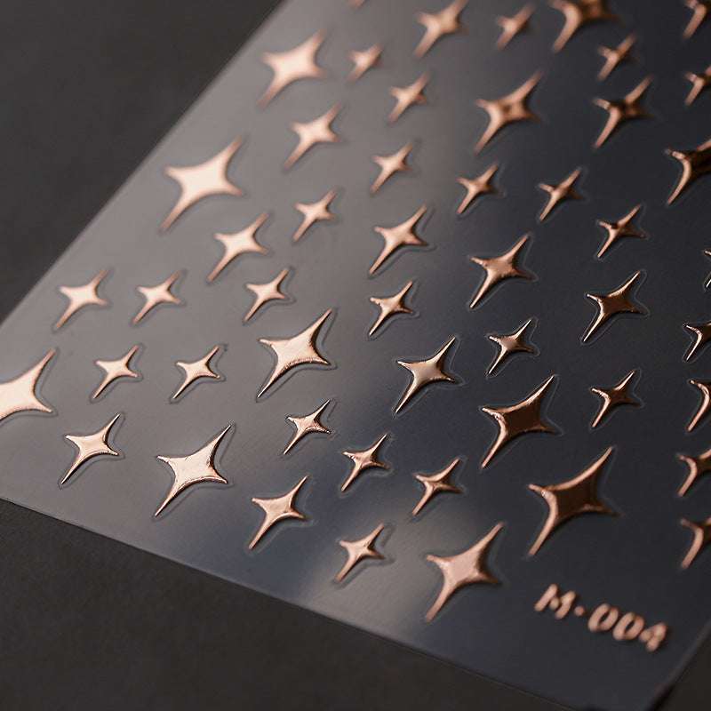 Gold & Silver Star Nails Art Stickers, Rose Gold Nail Stickers (234) - TensorNailArt