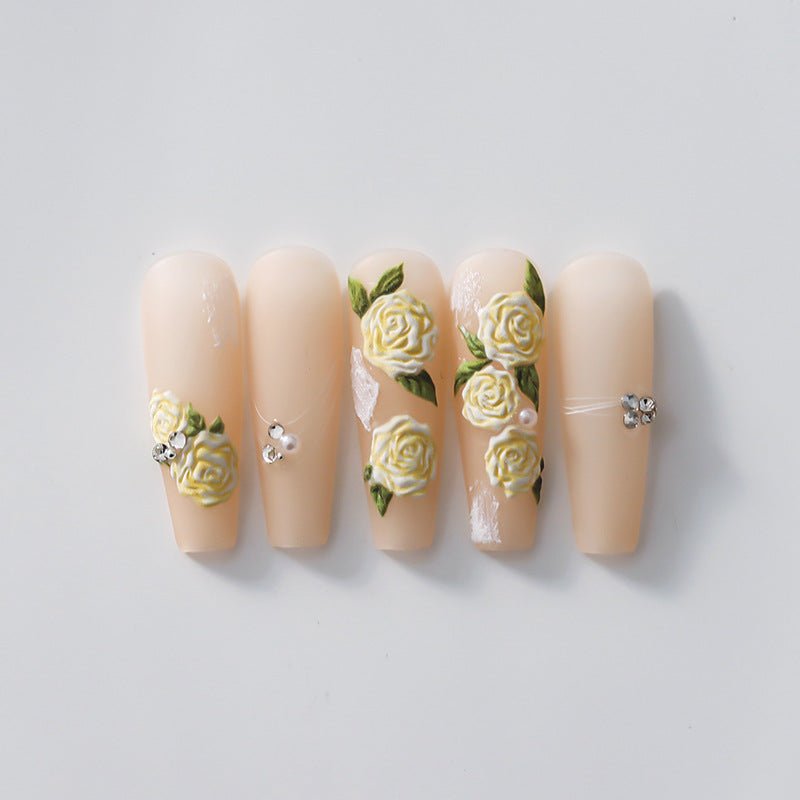 Embossed Rose Nail Design