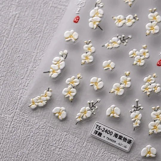 5D Malus Spectabilis Flowers Nail Stickers, Yellow Flower Nail Art Decal (348) - TensorNailArt