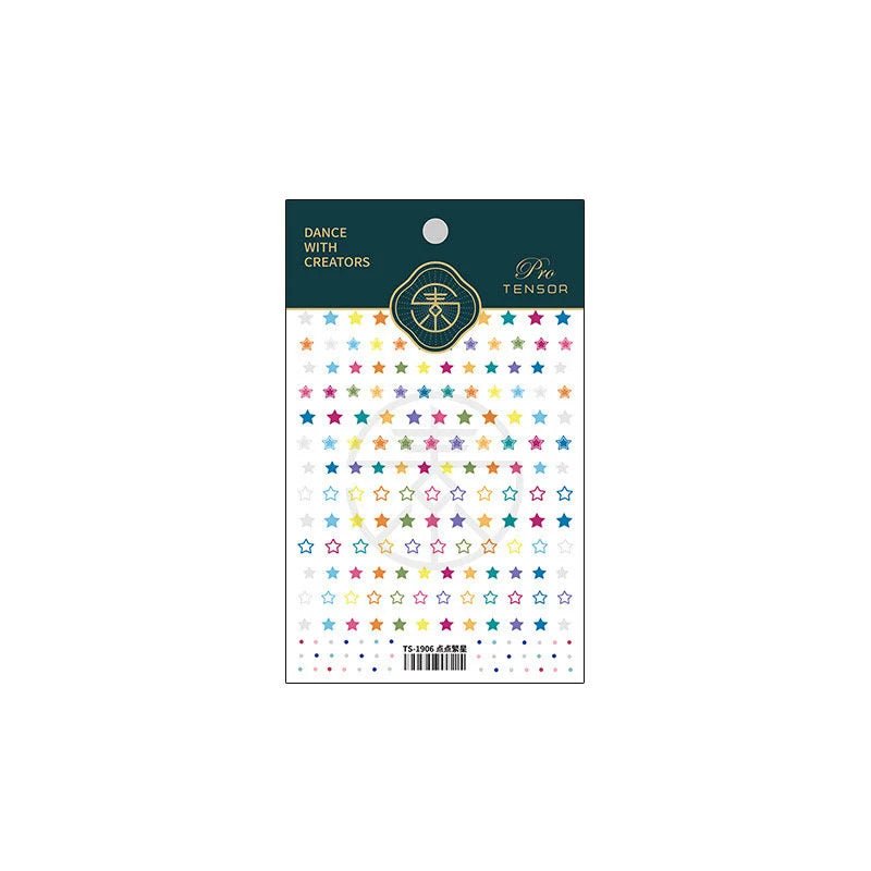 5D Colorful Star Nail Stickers, Point Nail Decals, Color Nail Decal, Embossed Nails (438) - TensorNailArt