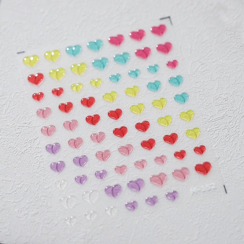 5D Colorful Heart Nail Art Stickers
