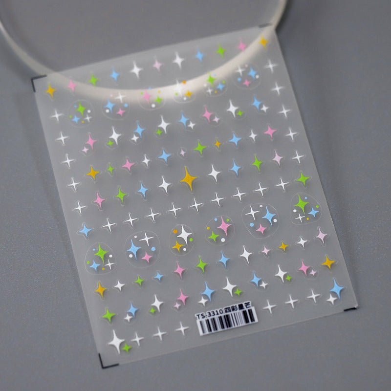 5D Colorful Star Nail Art Stickers (436) - TensorNailArt