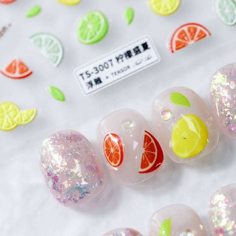 5D Fruits Nail Art Stickers, Lemon Embossed Nail Stickers (305) - TensorNailArt