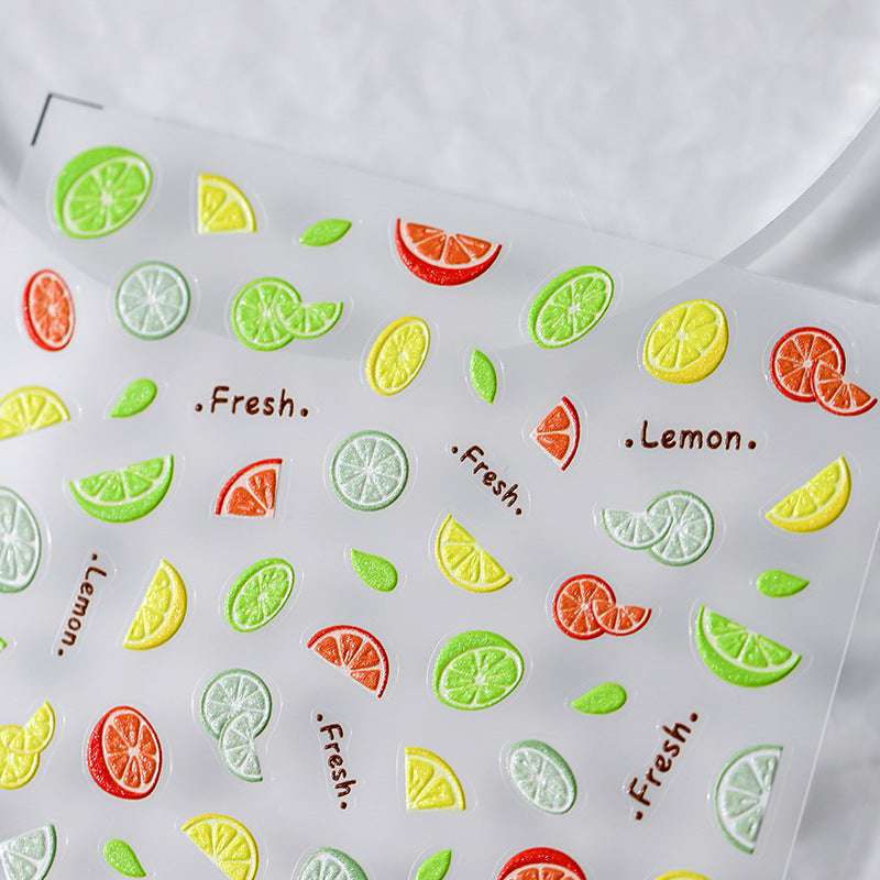5D Fruits Nail Art Stickers, Lemon Embossed Nail Stickers (305) - TensorNailArt