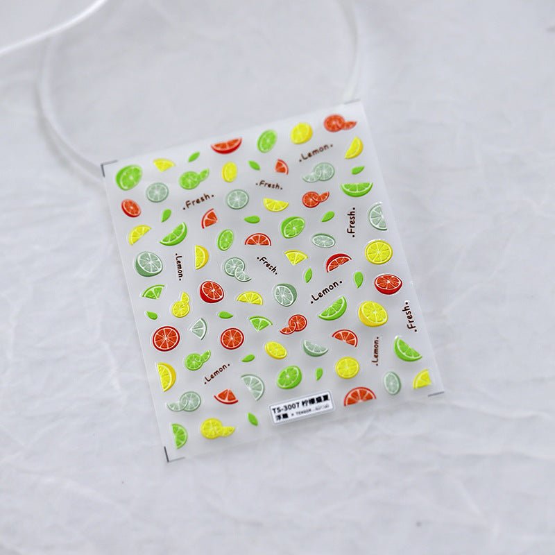 5D Fruits Nail Art Stickers, Lemon Embossed Nail Stickers (305) - TensorNailArt