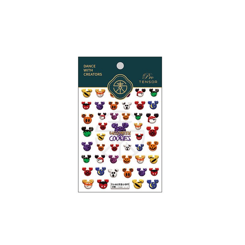 5D Halloween Nail Art Stickers: Witch, Ghost, Bat, Skull (351) - TensorNailArt