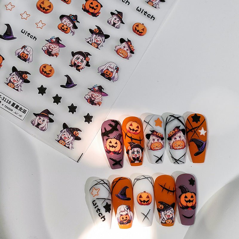 5D Halloween Witch Nail Art Stickers (356) - TensorNailArt