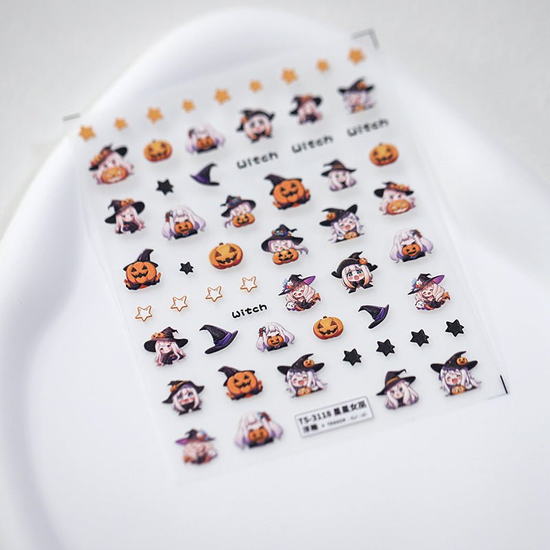 5D Halloween Witch Nail Art Stickers (356) - TensorNailArt