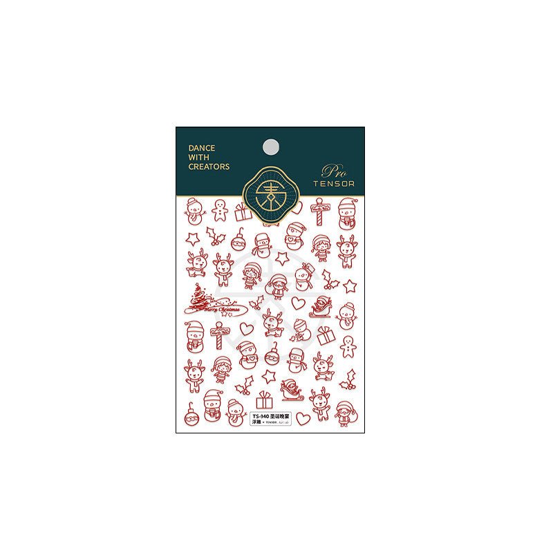 5D Hollow Christmas Nail Stickers, Deer Nail Decals, Gift Nail Art Stickers (373) - TensorNailArt