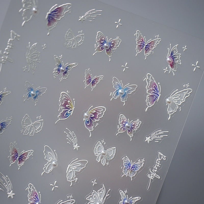 5D Ombre Butterfly Nail Art Stickers, Blue & Purple Ombre Butterfly (451) - TensorNailArt