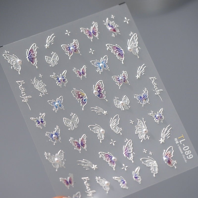 5D Ombre Butterfly Nail Art Stickers, Blue & Purple Ombre Butterfly (451) - TensorNailArt