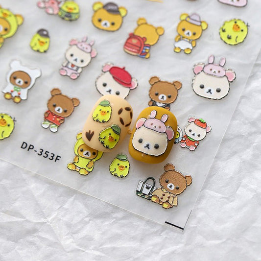Bear Nail Art Stickers, Cartoon Nail Art Stickers (426) - TensorNailArt