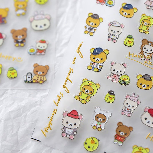 Bear Nail Art Stickers, Cartoon Nail Art Stickers (426) - TensorNailArt