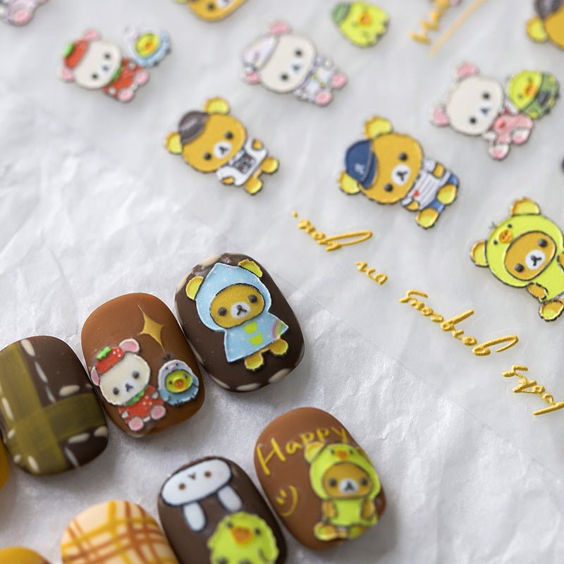 Bear Nail Art Stickers, Cartoon Nail Art Stickers (426) - TensorNailArt