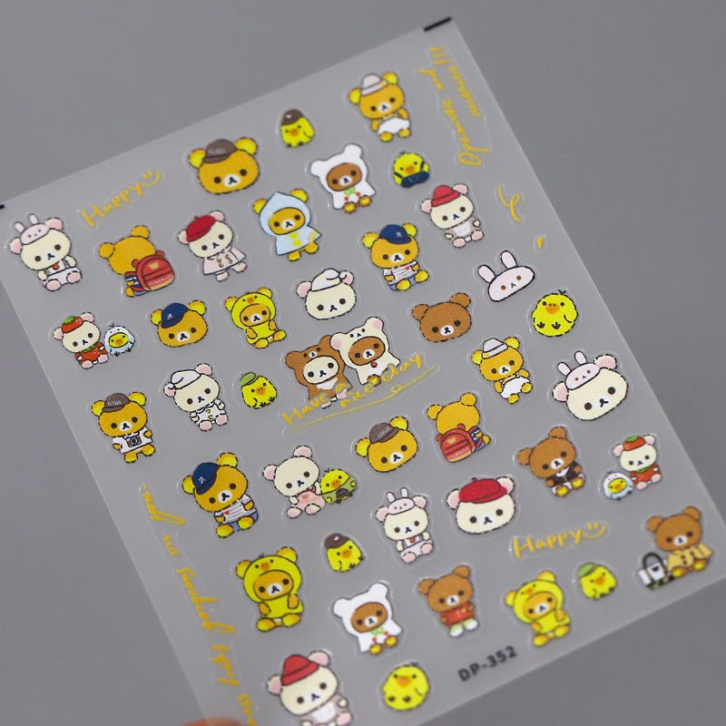 Bear Nail Art Stickers, Cartoon Nail Art Stickers (426) - TensorNailArt