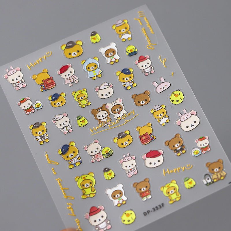 Bear Nail Art Stickers, Cartoon Nail Art Stickers (426) - TensorNailArt