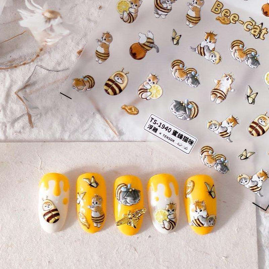 Cartoon cat nail decals