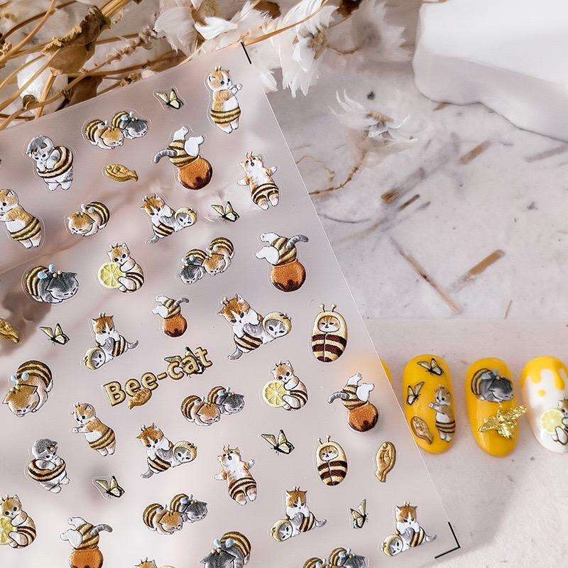 5D Bee and Cat Nail Stickers