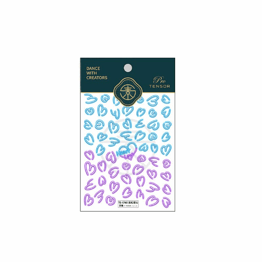 Blue-Purple Heart Nail Stickers
