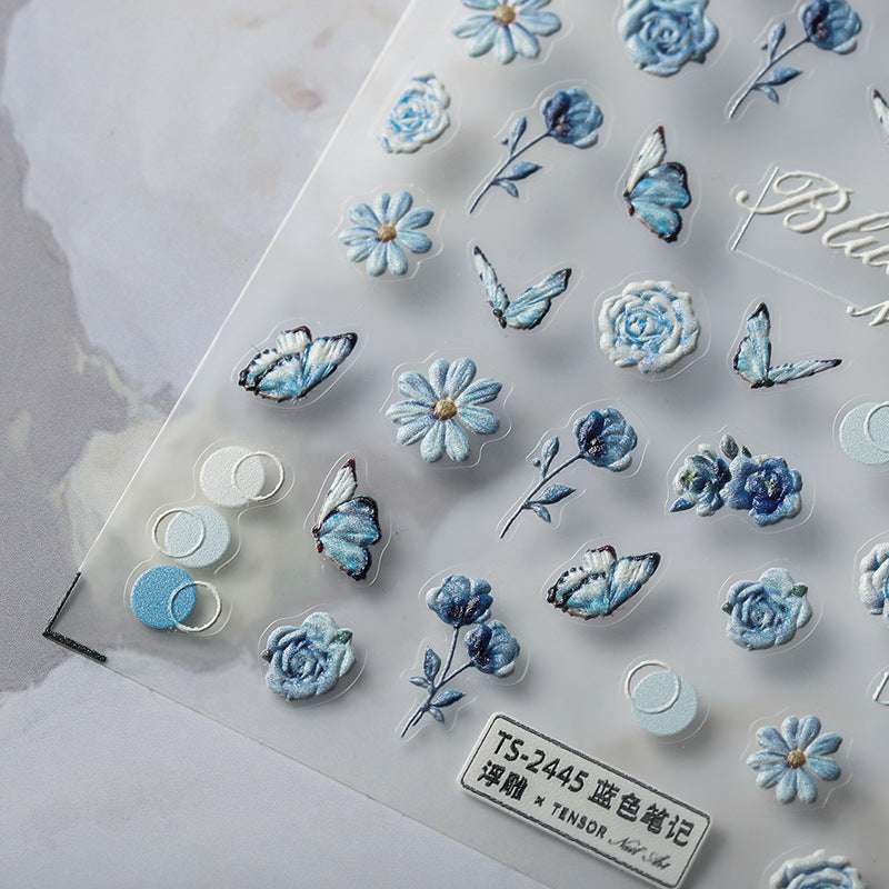 Blue Rose Nail Stickers