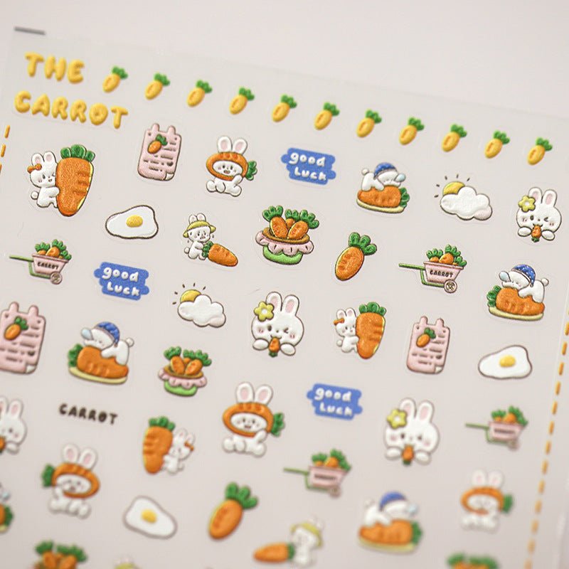 Carrot Rabbit Nail Art Stickers (379) - TensorNailArt