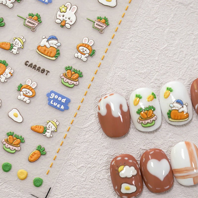 Carrot Rabbit Nail Art Stickers (379) - TensorNailArt