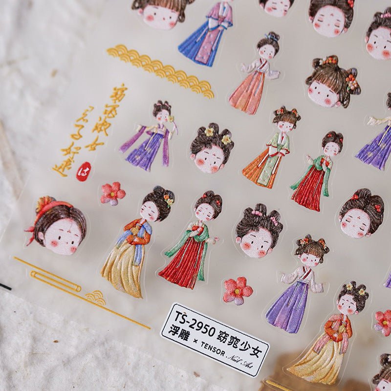 Chinese Tradition Girls Nail Art Stickers (391) - TensorNailArt