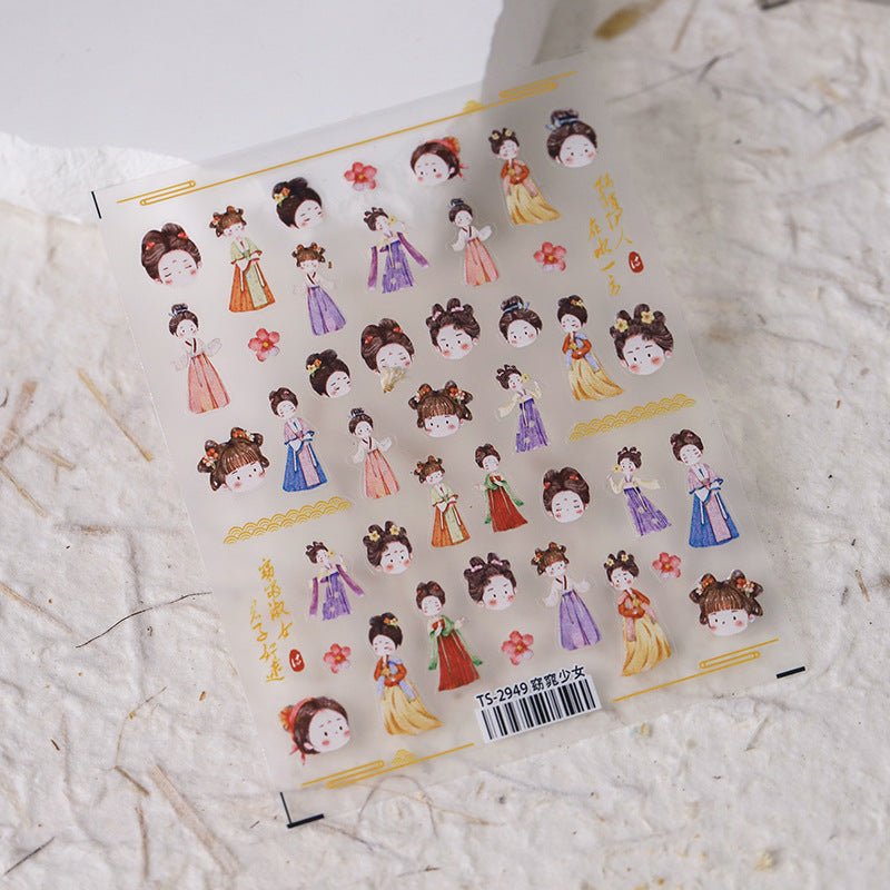 Chinese Tradition Girls Nail Art Stickers (391) - TensorNailArt
