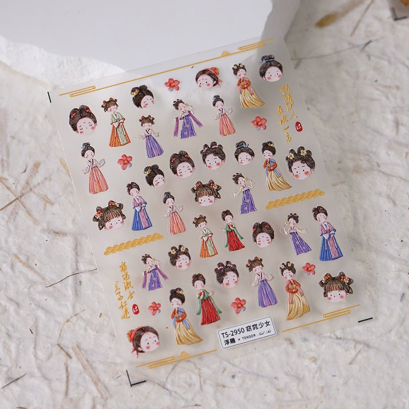 Chinese Tradition Girls Nail Art Stickers (391) - TensorNailArt