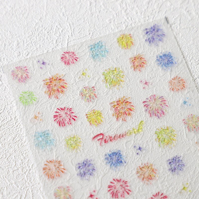 Colorful Fireworks Nail Art Sticker (410) - TensorNailArt