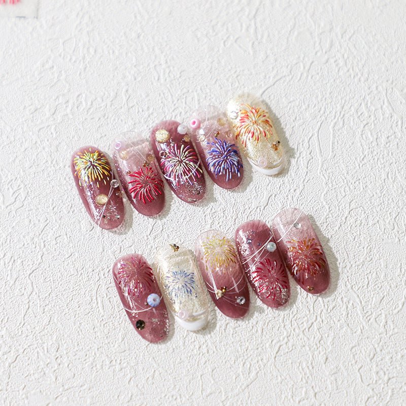 Colorful Fireworks Nail Art Sticker (410) - TensorNailArt