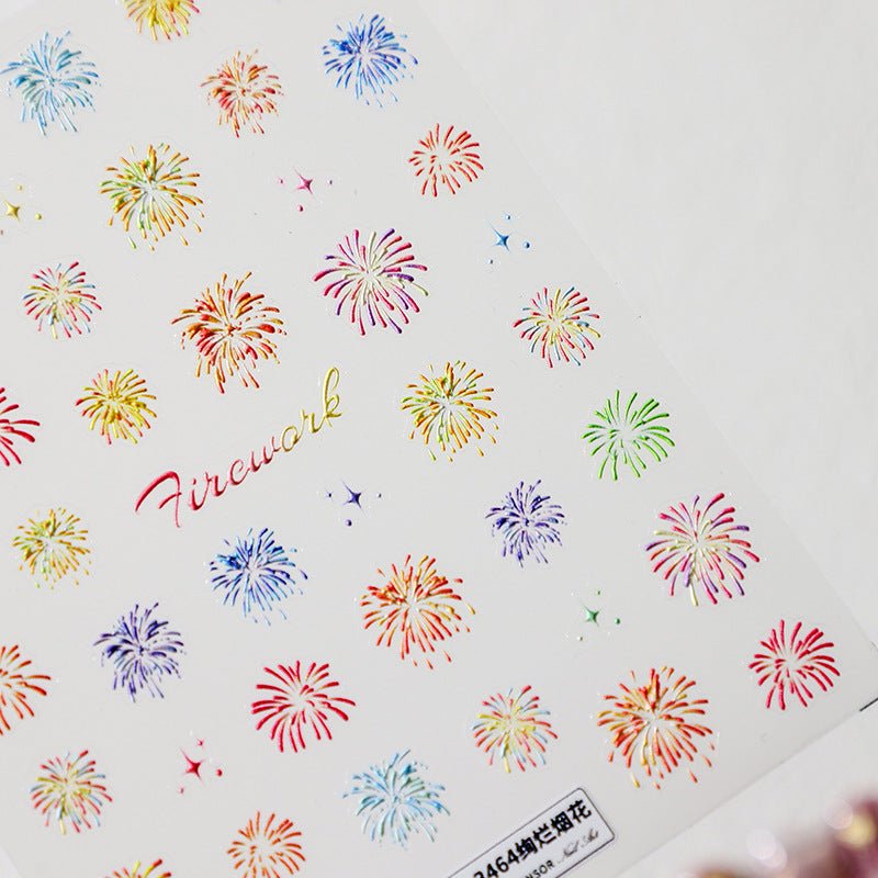 Colorful Fireworks Nail Art Sticker (410) - TensorNailArt