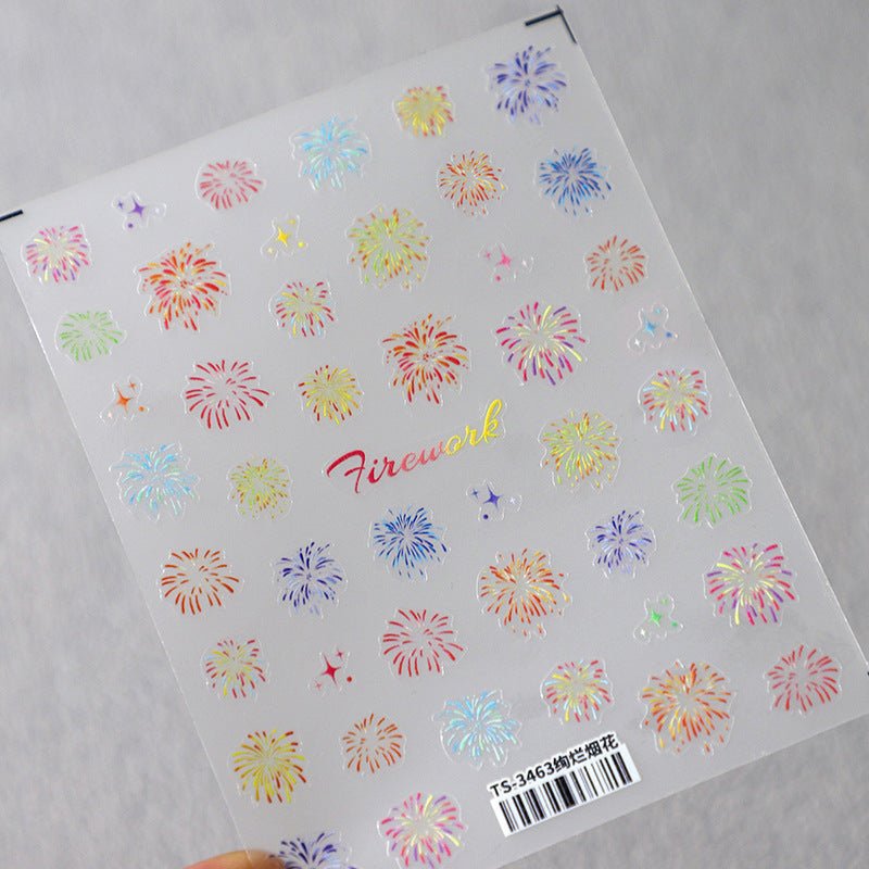 Colorful Fireworks Nail Art Sticker (410) - TensorNailArt
