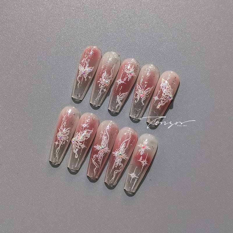 Crystal Effect Butterfly Nails