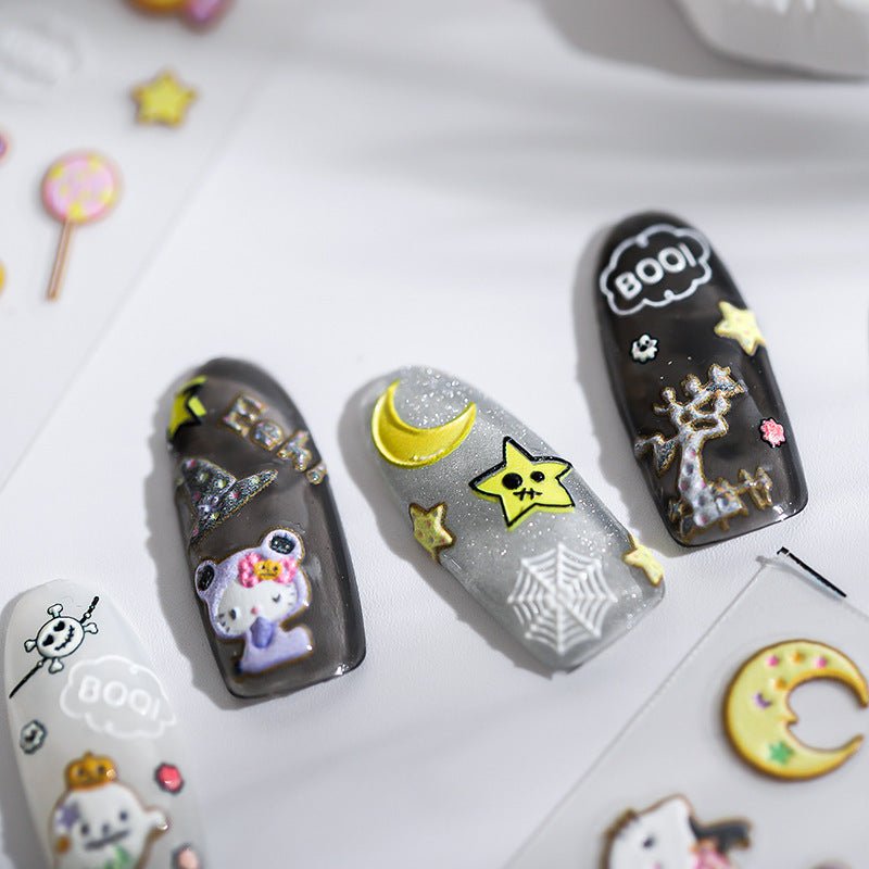 Cute Halloween Nail Art Stickers: Ghost, Spider Web(358) - TensorNailArt