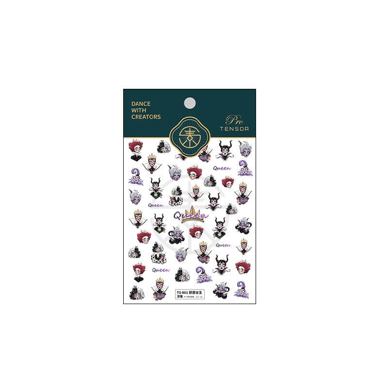 5D Evil Queen Nail Art Stickers, Character Nail Decals, Red Queen Nail (03) - TensorNailArt