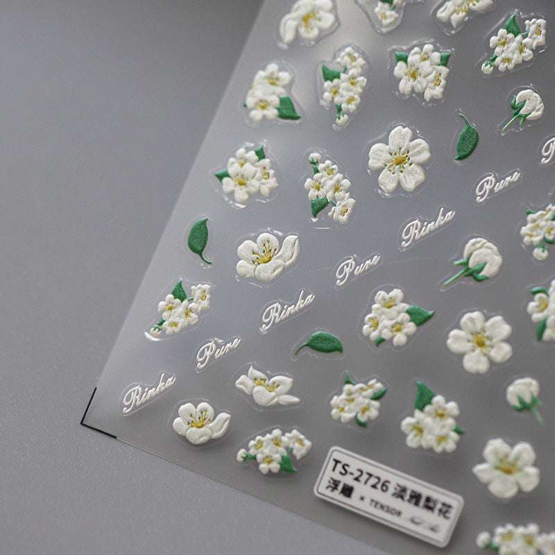 Floral Nail Decals with Leaves