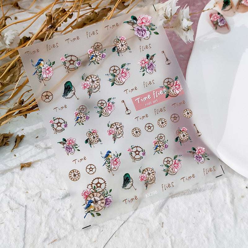 Flower nail art decals